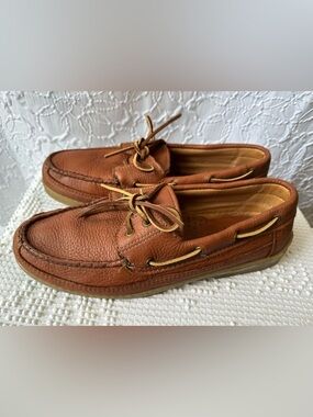 Minnetonka Classic Moosehide Men's Leather Boat Shoes Moccasin Loafer Size 10.5